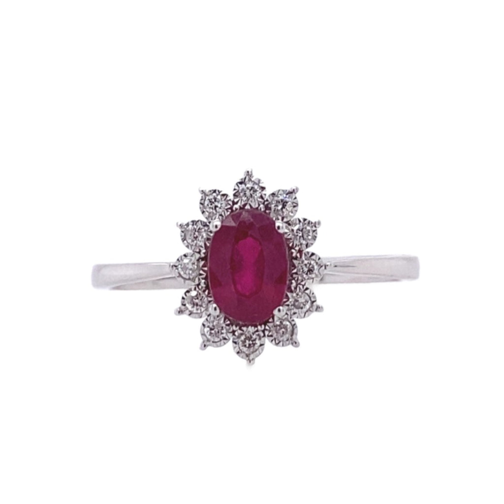 14kt White Gold Ruby and Diamond Fashion Ring