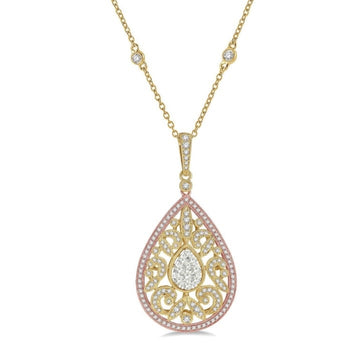 18kt Tri - Color Couture Pear Pendant