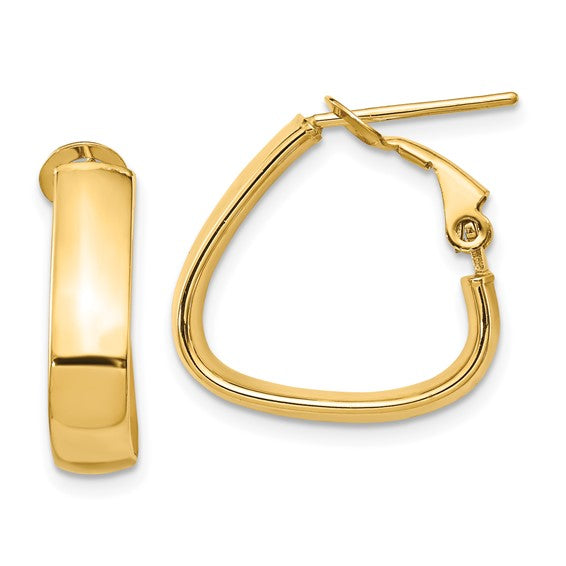 14kt Yellow Gold Triangular Hoop Earrings