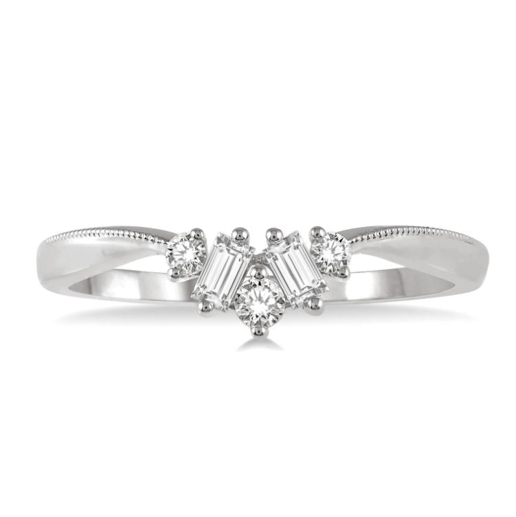 14kt White Gold Diamond Contour Stackable Band