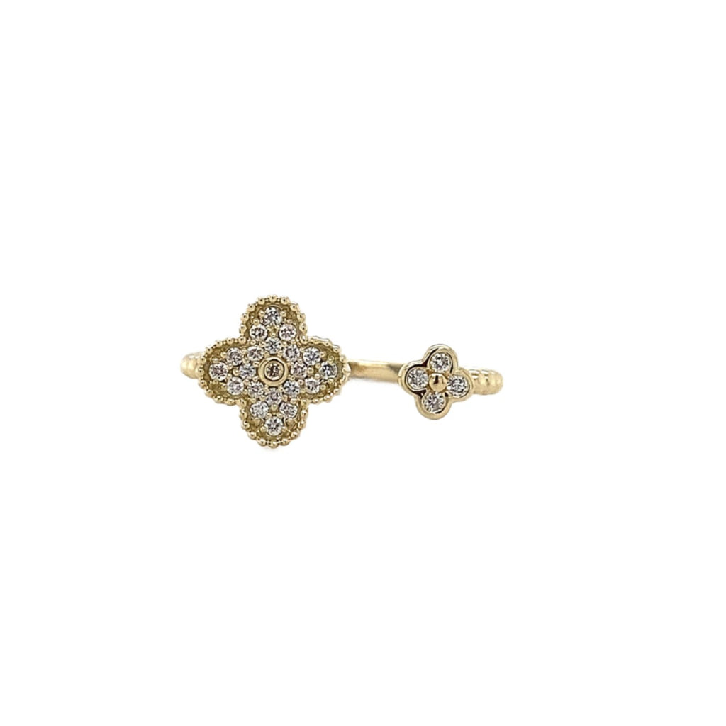 14kt Yellow Gold Clover Fashion Open Ring