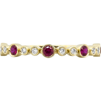 14kt Yellow Gold Ruby and Diamond Stackable Band