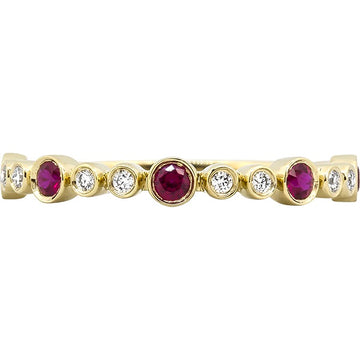 14kt Yellow Gold Ruby and Diamond Stackable Band