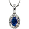 14kt White Gold Sapphire and Diamond Pendant with Chain