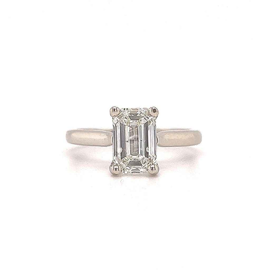 14kt White Gold Emerald Cut Engagement Ring