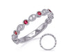 14kt White Gold Ruby and Diamond Stackable Band