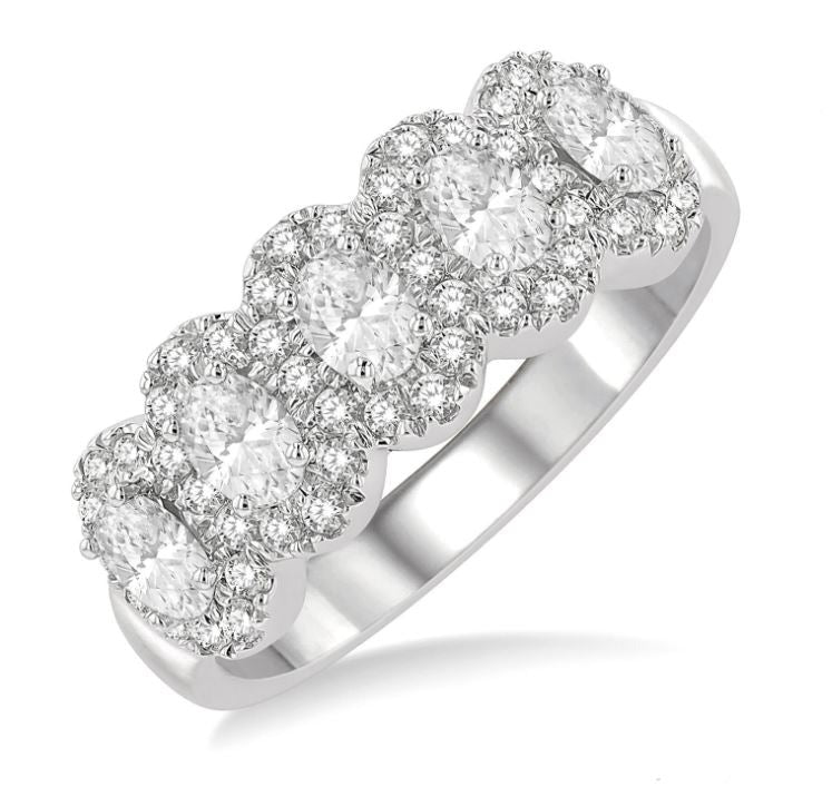 14kt White Gold Oval with Halo Diamond Stackable Band