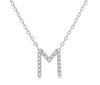 10kt White Gold Diamond Initial Pendant with Chain "M"