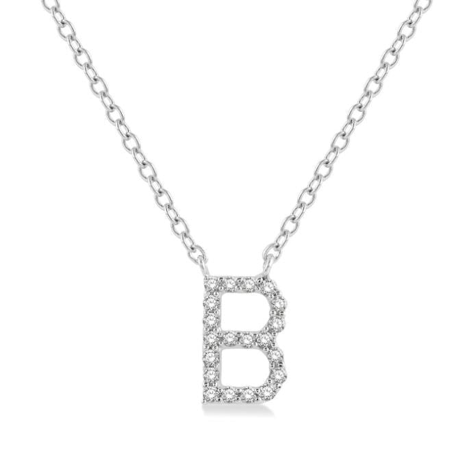 10kt White Gold Diamond Initial Pendant with Chain "B"