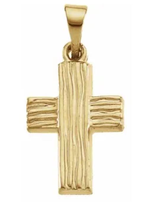 14kt Yellow Gold "Rugged Cross" Pendant with Chain
