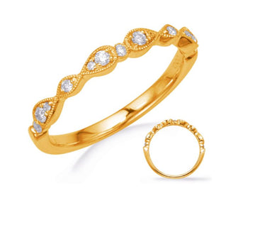 14kt Yellow Gold Diamond Scalloped Stackable Band