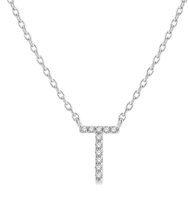 9ct White Gold Adjustable Initial Letter Necklace