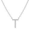 10kt White Gold Diamond Initial Pendant with Chain "T"