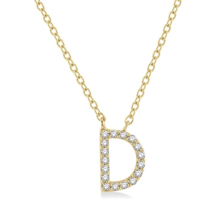 10kt Yellow Gold Diamond Initial Pendant with Chain "D"