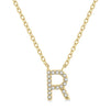 10kt Yellow Gold Diamond Initial Pendant with Chain "R"