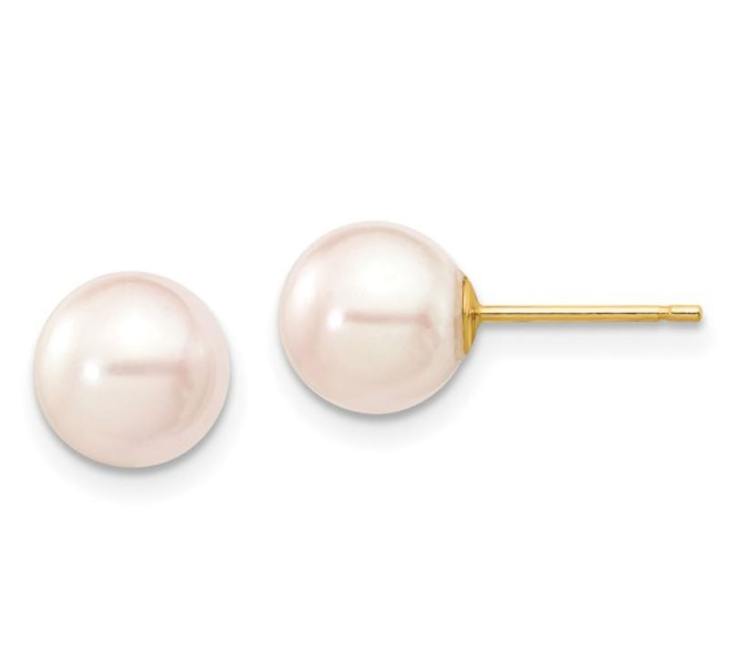 14kt Yellow Gold Akoya Pearl Ear Studs 8mm