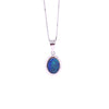 14kt White Gold Oval Bezel Set Opal Pendant with Chain