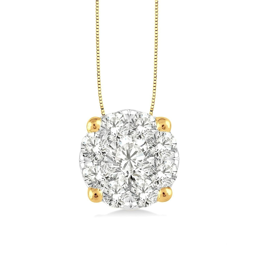 14kt Yellow Gold Diamond Illusions Pendant with Chain