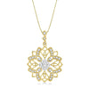 14kt Yellow Gold Diamond Flower Pendant with Chain