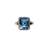 14kt White Gold Blue Topaz and Diamond Ring