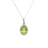 14kt White Gold Peridot and Diamond Pendant with Chain