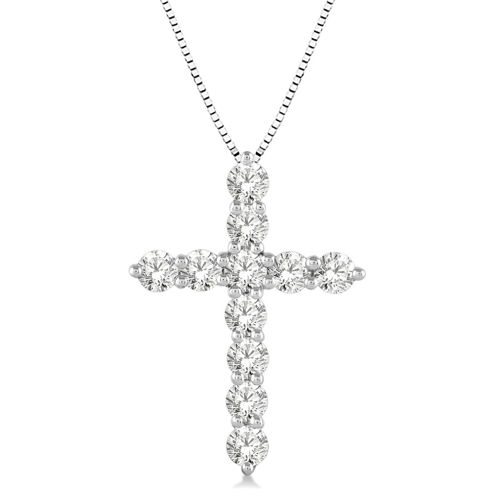 14kt White Gold Diamond Cross Pendant and Chain