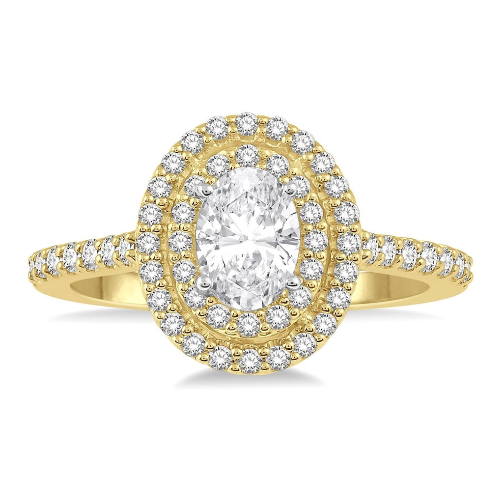 14kt Yellow Gold Double Halo Diamond Engagement Ring