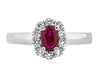 14kt White Gold Ruby and Diamond Halo Fashion Ring