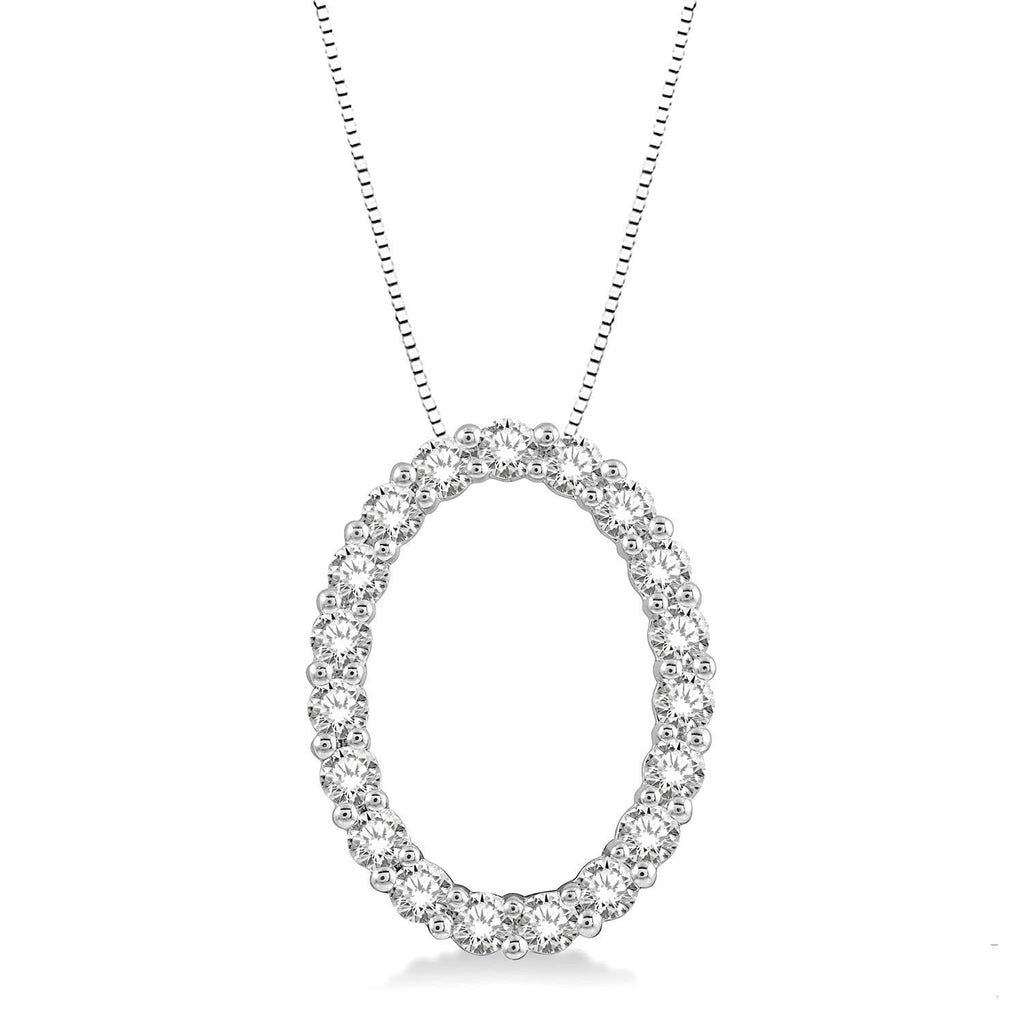 14kt White Gold Diamond Oval Pendant with Chain
