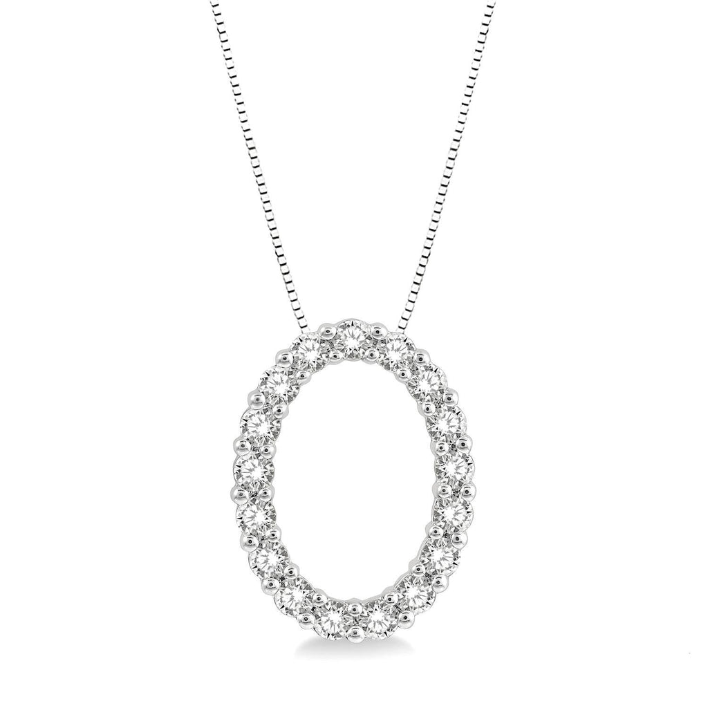 14kt White Gold Diamond Oval Pendant with Chain