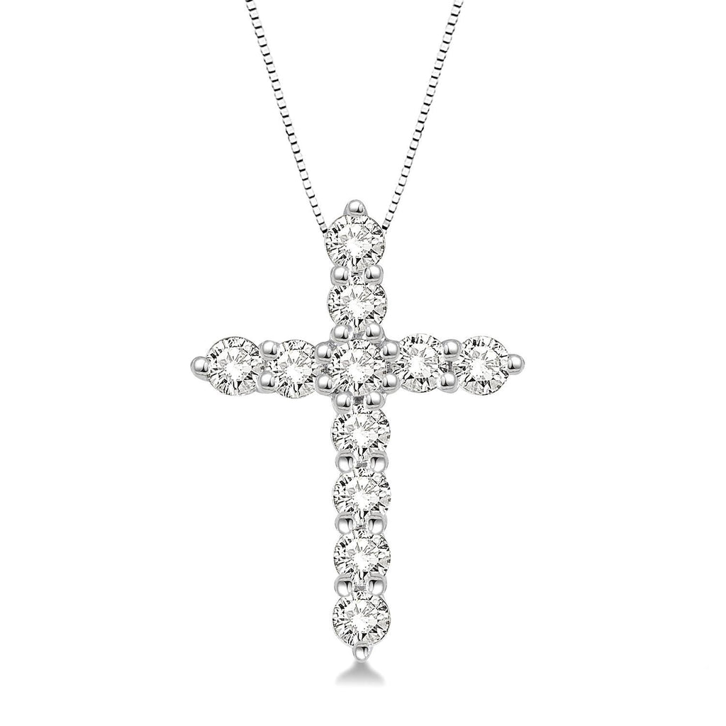 14kt White Gold Diamond Cross Pendant with Chain