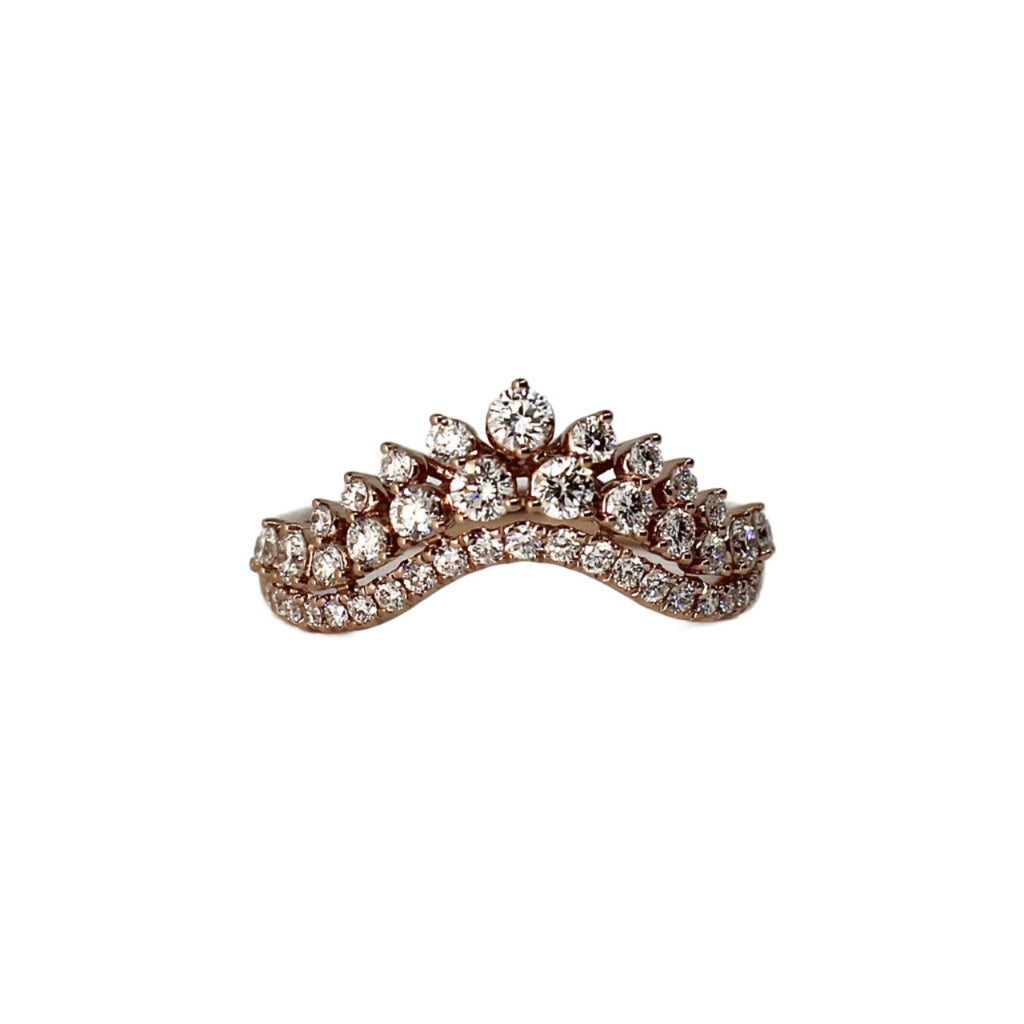 14kt Rose Gold Diamond "Crown" Stackable Band