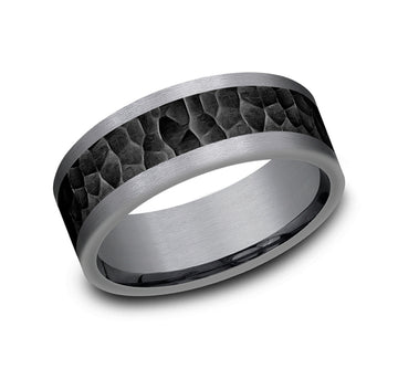 Dark Tantalum Gents Band with Hammer Design