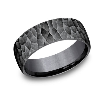 Dark Tantalum Gents Band with Satin Hammer Design