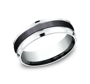 Ammara Stone Black Tantalum and 14kt White Gold Gents Band