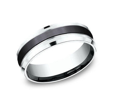 Ammara Stone Black Tantalum and 14kt White Gold Gents Band