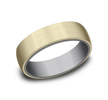 Ammara Stone Grey Tantalum and 14kt Yellow Gold Gents Band