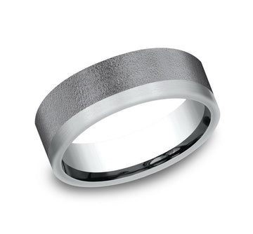 Ammara Stone Tantalum and 14kt White Gold Gents Band