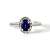 14kt White Gold Diamond Halo Sapphire Fashion Ring