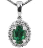 14kt White Gold Emerald and Diamond Pendant with Chain