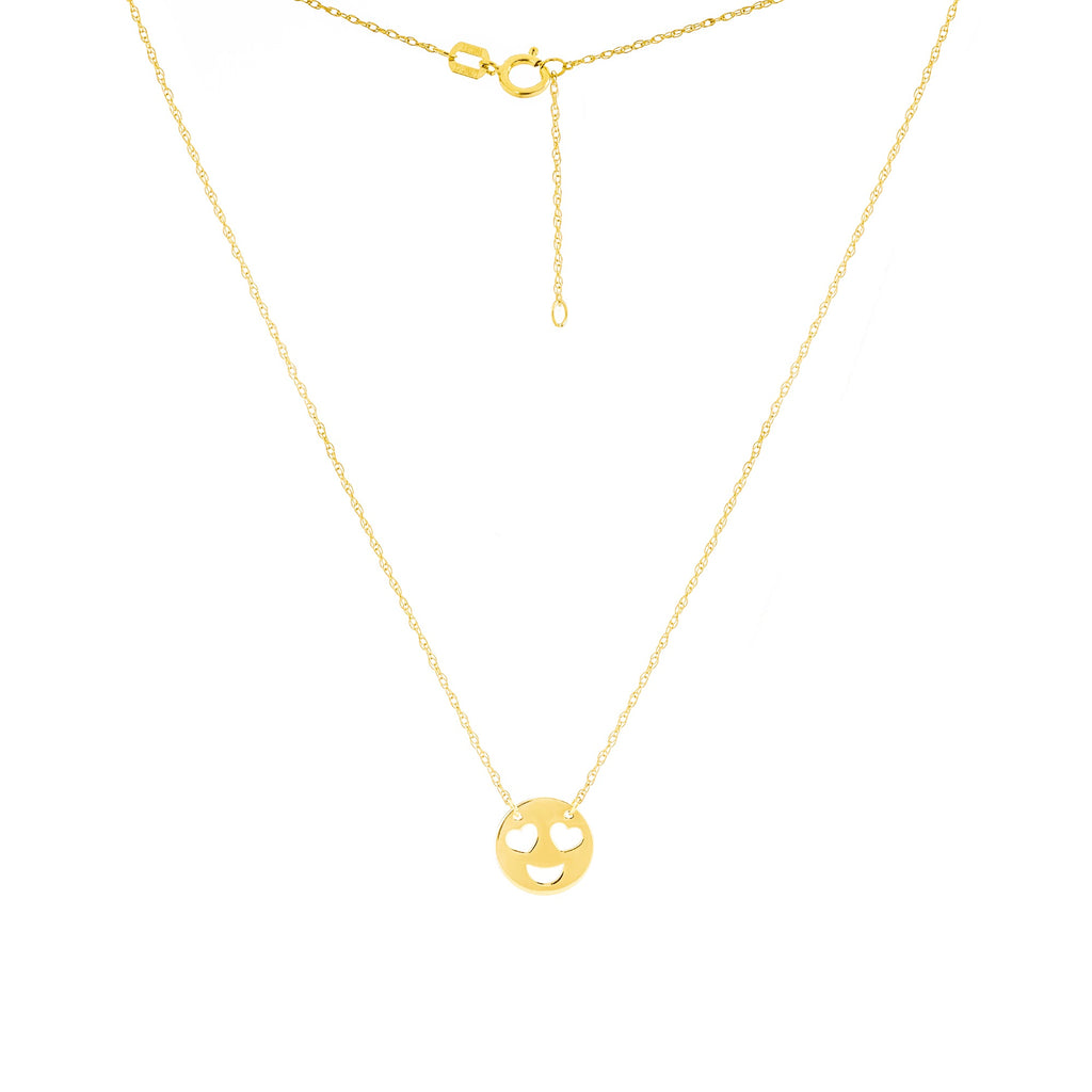 14kt Yellow Gold "Heart Eye Emoji" Necklace with Pendant