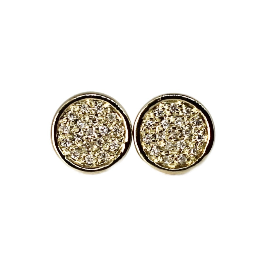 14kt Yellow Gold Diamond Circle Stud Earrings