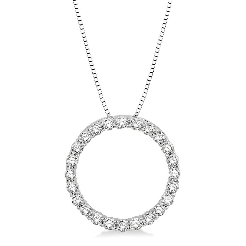 14kt White Gold Diamond Circle Pendant with Chain