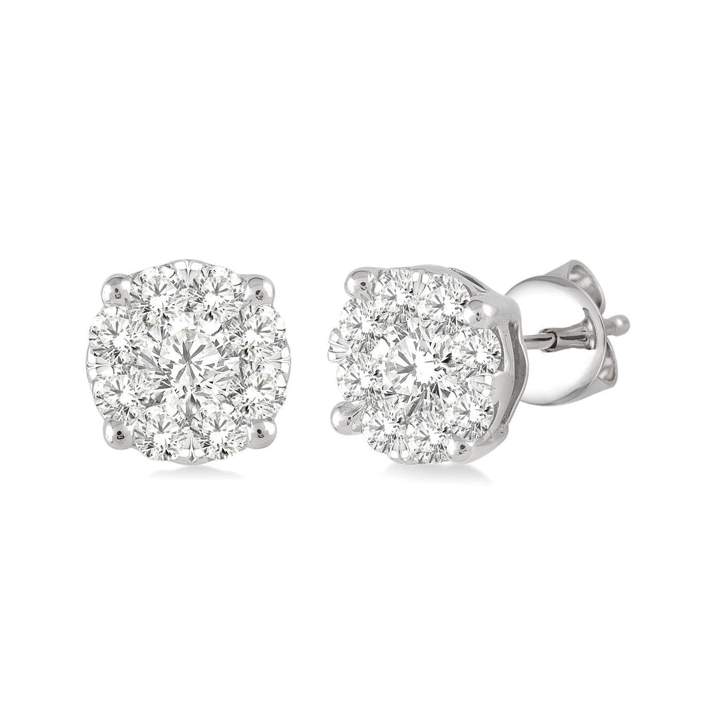 14kt White Gold Illusion Ear Studs 1.00 ctw