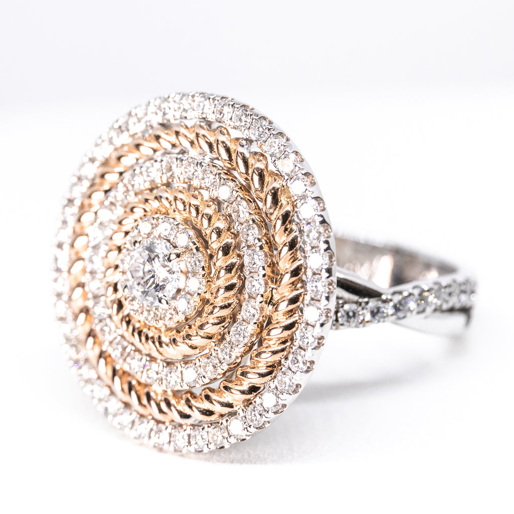 14kt Rose & White Gold Diamond Swirl Ring
