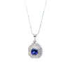 18kt White Gold Sapphire and Diamond Pendant with Chain