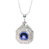 18kt White Gold Sapphire and Diamond Pendant with Chain